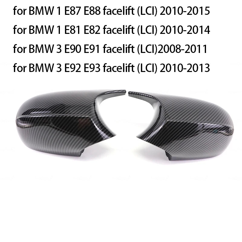 Premium Carbon Fiber Style M3 Side Mirror Covers for BMW 1 & 3 Series (E81, E82, E87, E88, E90, E91, E92, E93)
