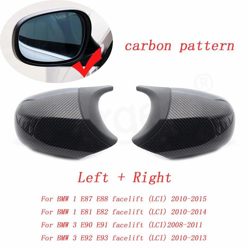 Premium Carbon Fiber Style M3 Side Mirror Covers for BMW 1 & 3 Series (E81, E82, E87, E88, E90, E91, E92, E93)