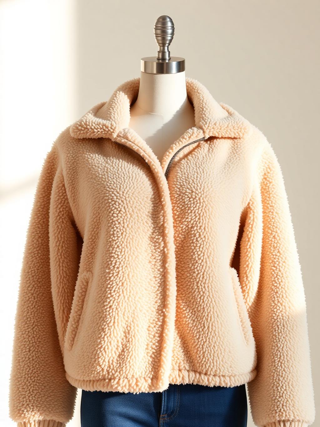 Chaqueta teddy beige de mujer