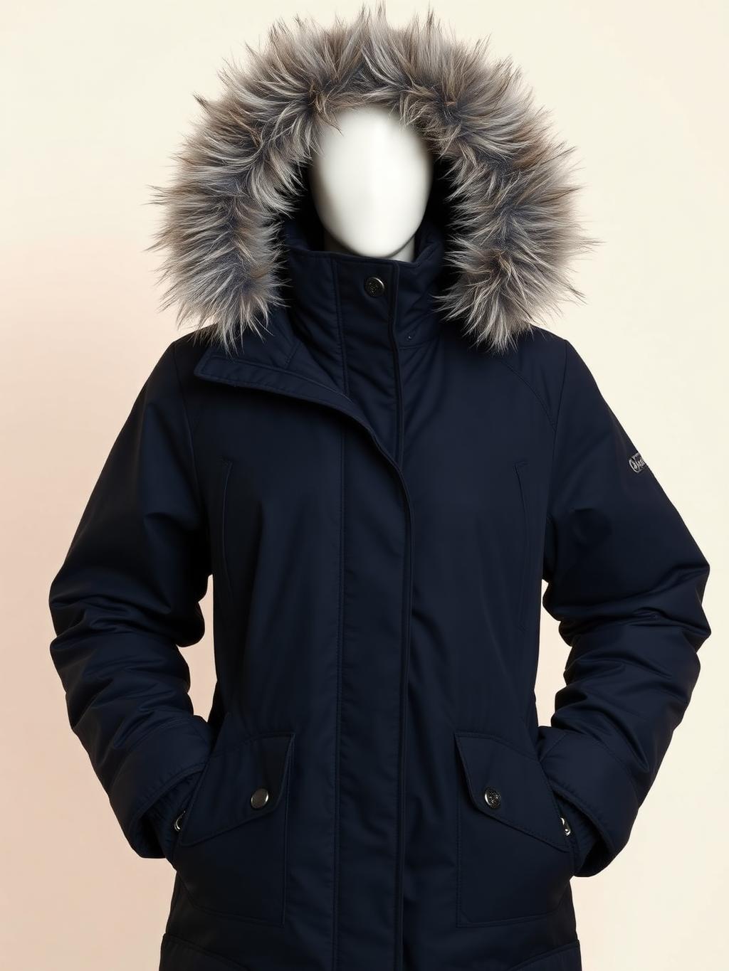 Parka técnica impermeable azul marino de mujer